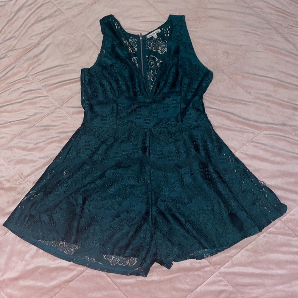 Charlotte Russe Green lace romper